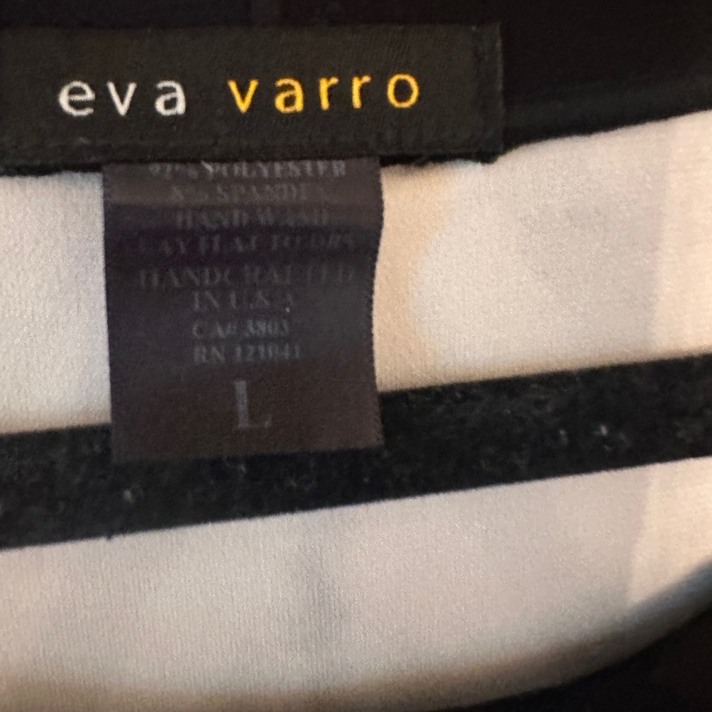 Eva Varro Bold White Black and Gold Long Sleeve Dress Geometric Size Large - Picture 2 of 4